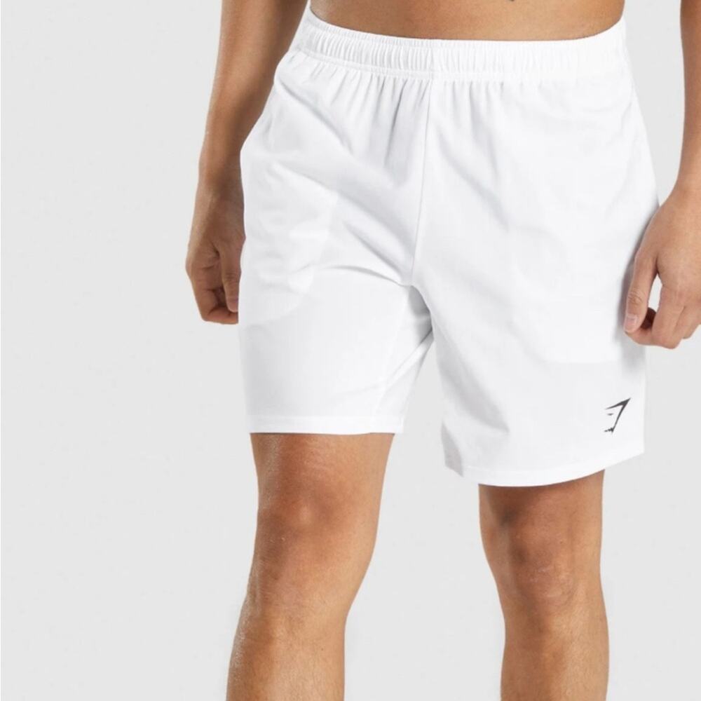 UEC GYMSHARK ARRIVAL 5” WHITE SHORTS ELASTIC WAISTBAND DRAWSTRING POCKETS SZ XXL